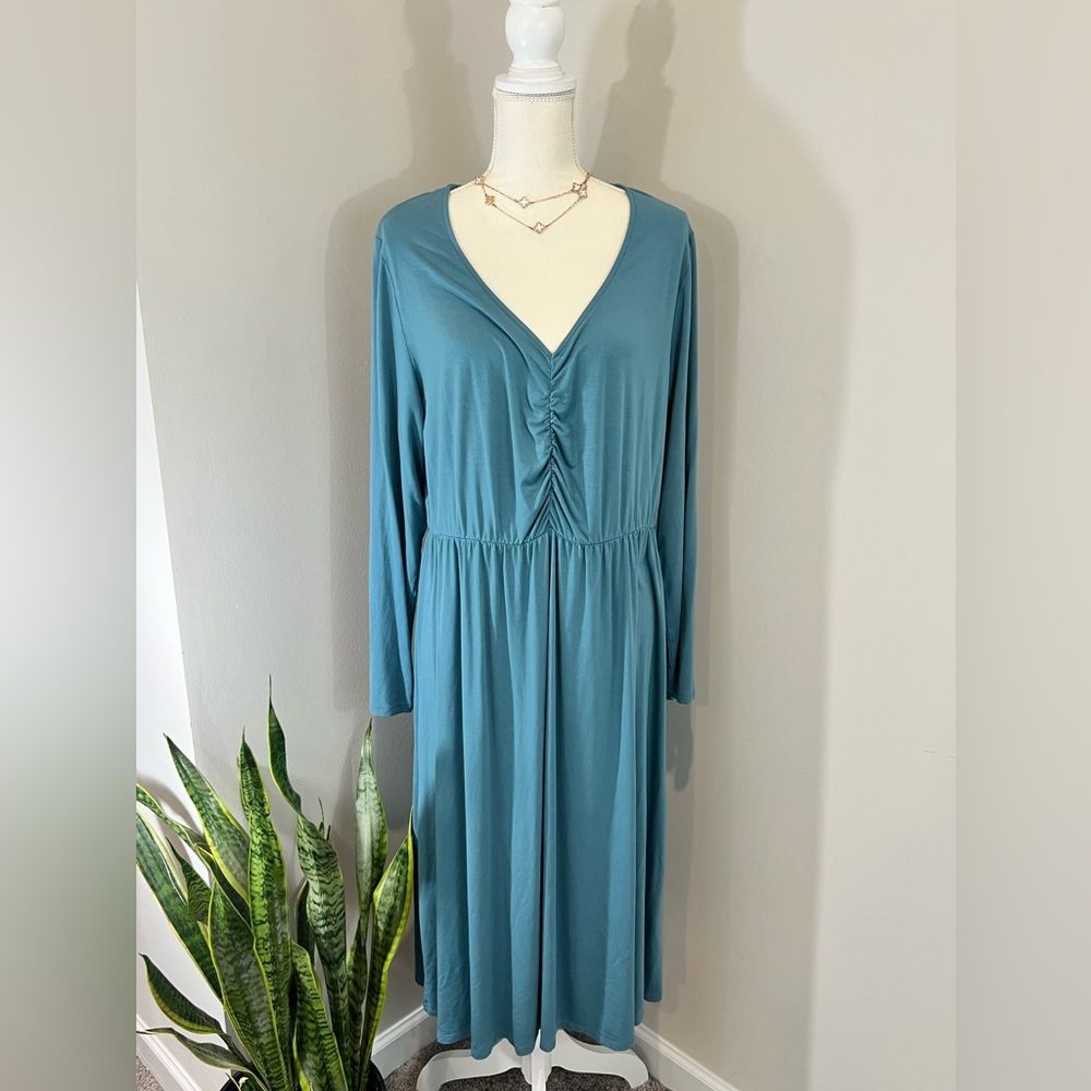 AVA & VIV 1X Teal Midi Dress Plus